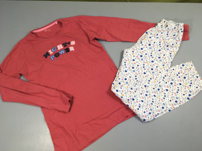Pyjama 2pcs jersey vieux roose foncé/blanc formes géom Night Power, moins cher chez Petit Kiwi