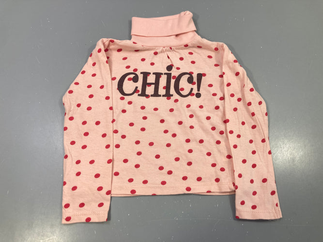 T-shirt m.l col roulé rose pois rouges chic, moins cher chez Petit Kiwi