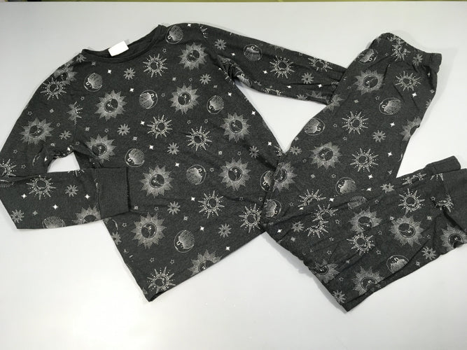 Pyjama 2pcs jersey gris lunes, moins cher chez Petit Kiwi