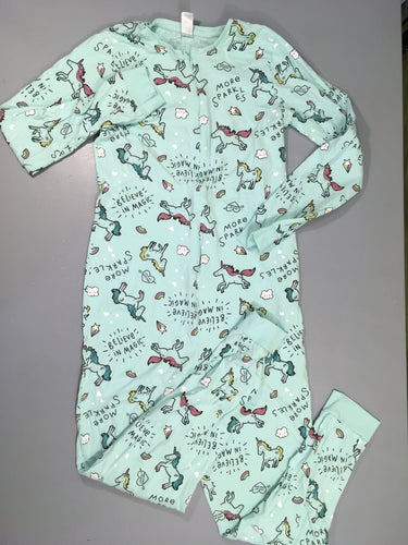 Surpyjama zippé bleu clair licornes, moins cher chez Petit Kiwi