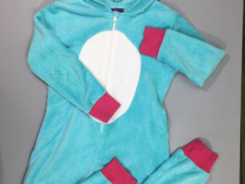 Surpyjama turquoise blanc Licorne bouloché bords