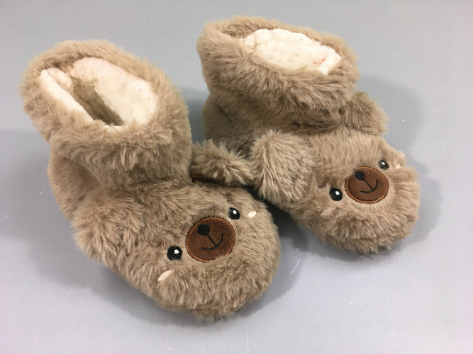 Pantoufles ours velours bruns, 24-25, moins cher chez Petit Kiwi