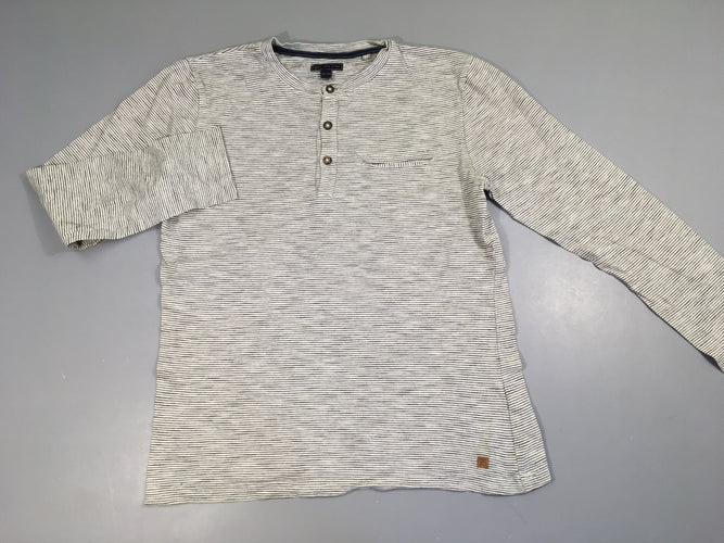 T-shirt m.l gris clair rayé noir fin poche chino, moins cher chez Petit Kiwi
