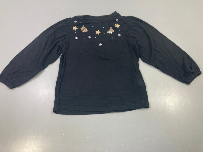 T-shirt m.l noir étoiles sequins, moins cher chez Petit Kiwi
