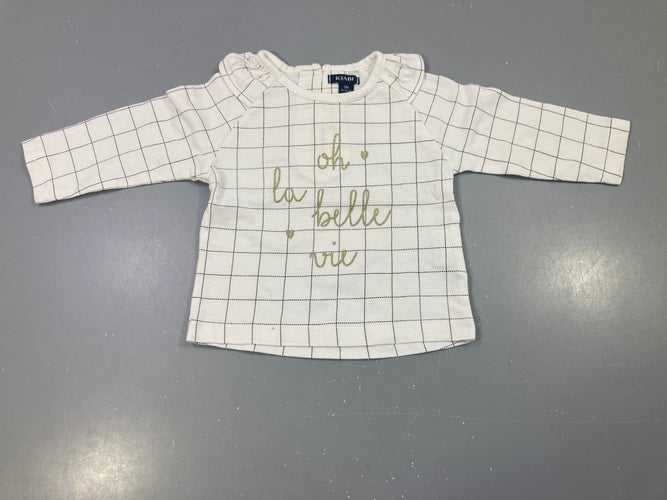 T-shirt m.l écru carreaux oh la belle vie, moins cher chez Petit Kiwi
