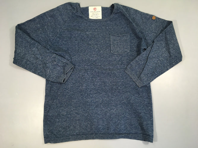 Pull léger bleu chiné gris poche, moins cher chez Petit Kiwi