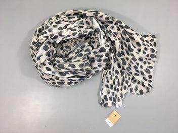 NEUF foulard blanc taches noires fil métallisé