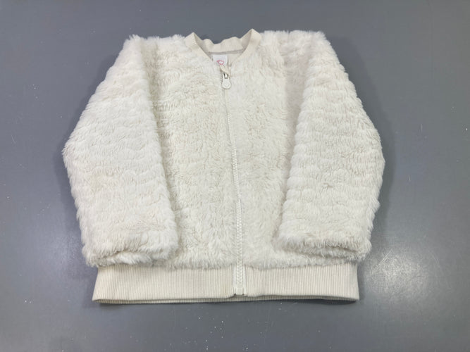 Gilet veste zippée fausse fourrure blanche, moins cher chez Petit Kiwi