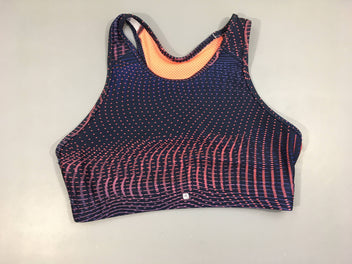 Brassière de sport bleu foncé/corail motifs