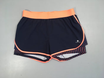 Short de sport avec cycliste intégré bleu foncé/corail