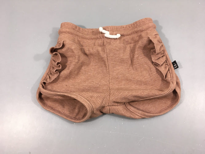 Short jersey côtelé vieux rose froufrous babystyling, moins cher chez Petit Kiwi