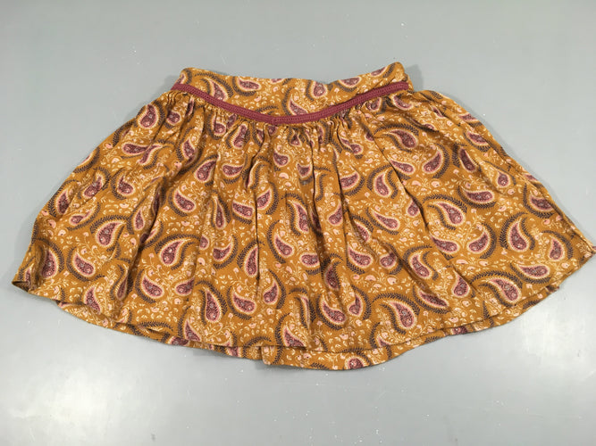 Jupe ocre motifs cachemire, moins cher chez Petit Kiwi