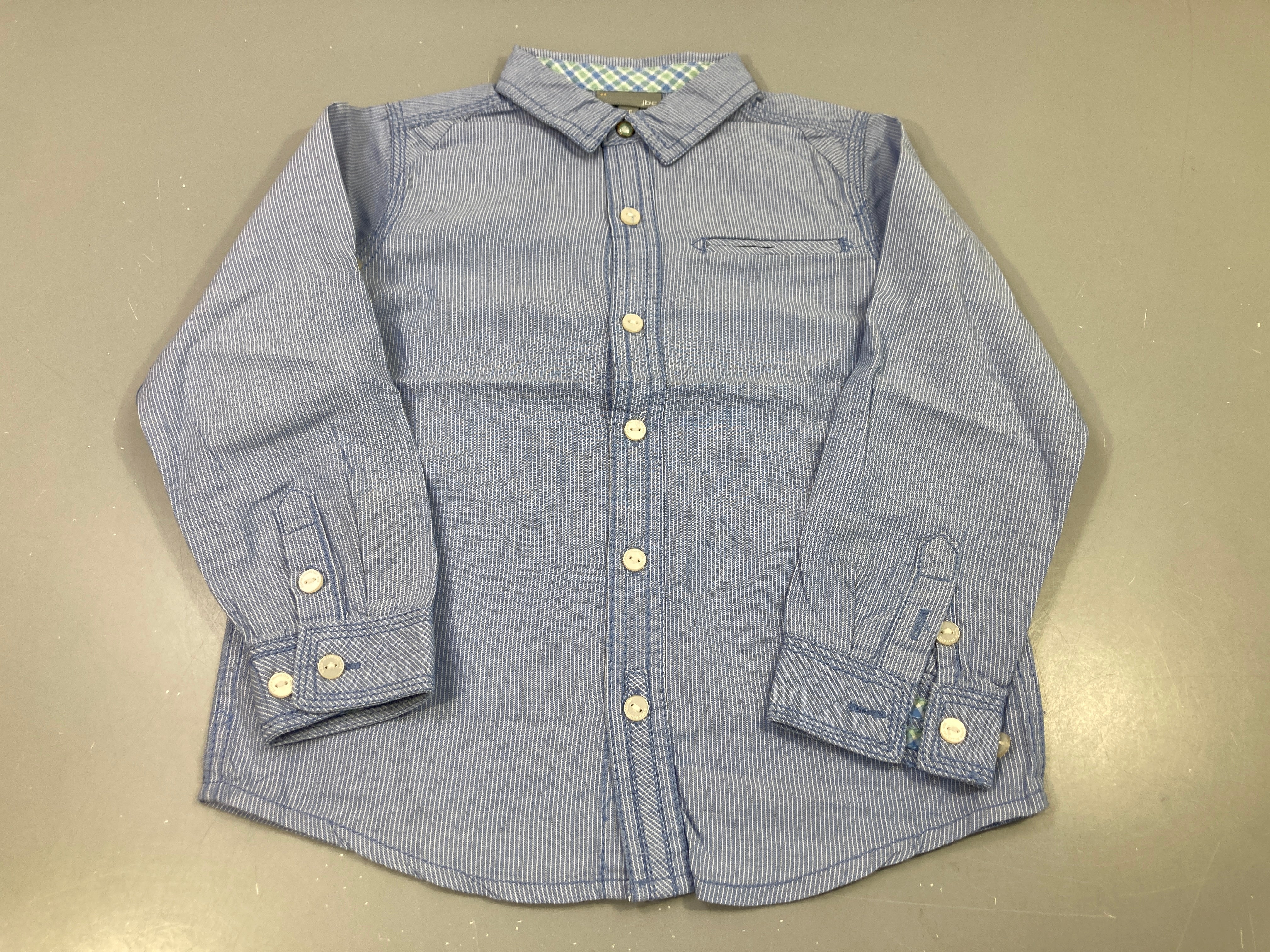 Chemise m.l rayée bleu blanc fine