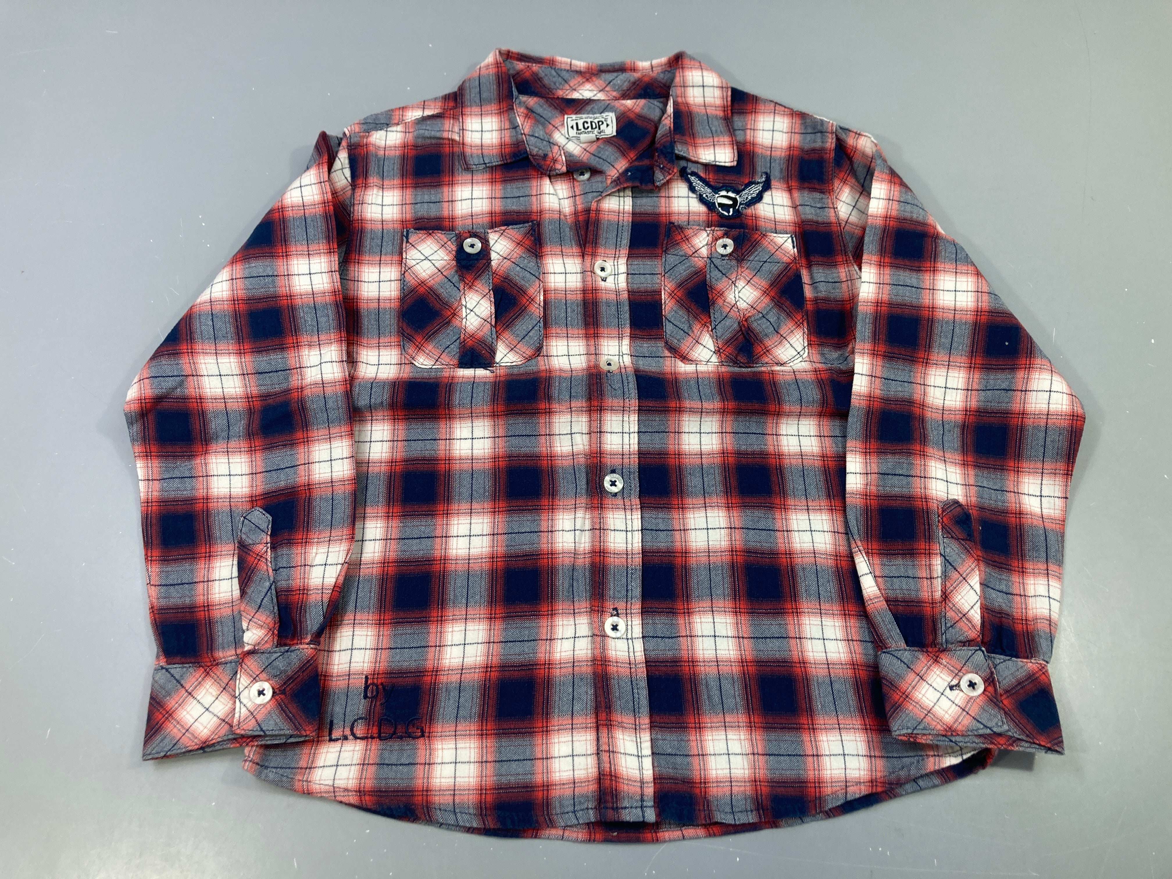 Chemise m.l carreaux rouge marine, LCDP