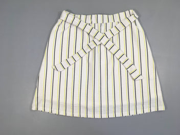 Jupe jersey blanche lignée noir/vert ceinture