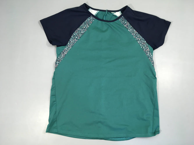 T-shirt m.c de sport vert-bleu fleuri bords, moins cher chez Petit Kiwi