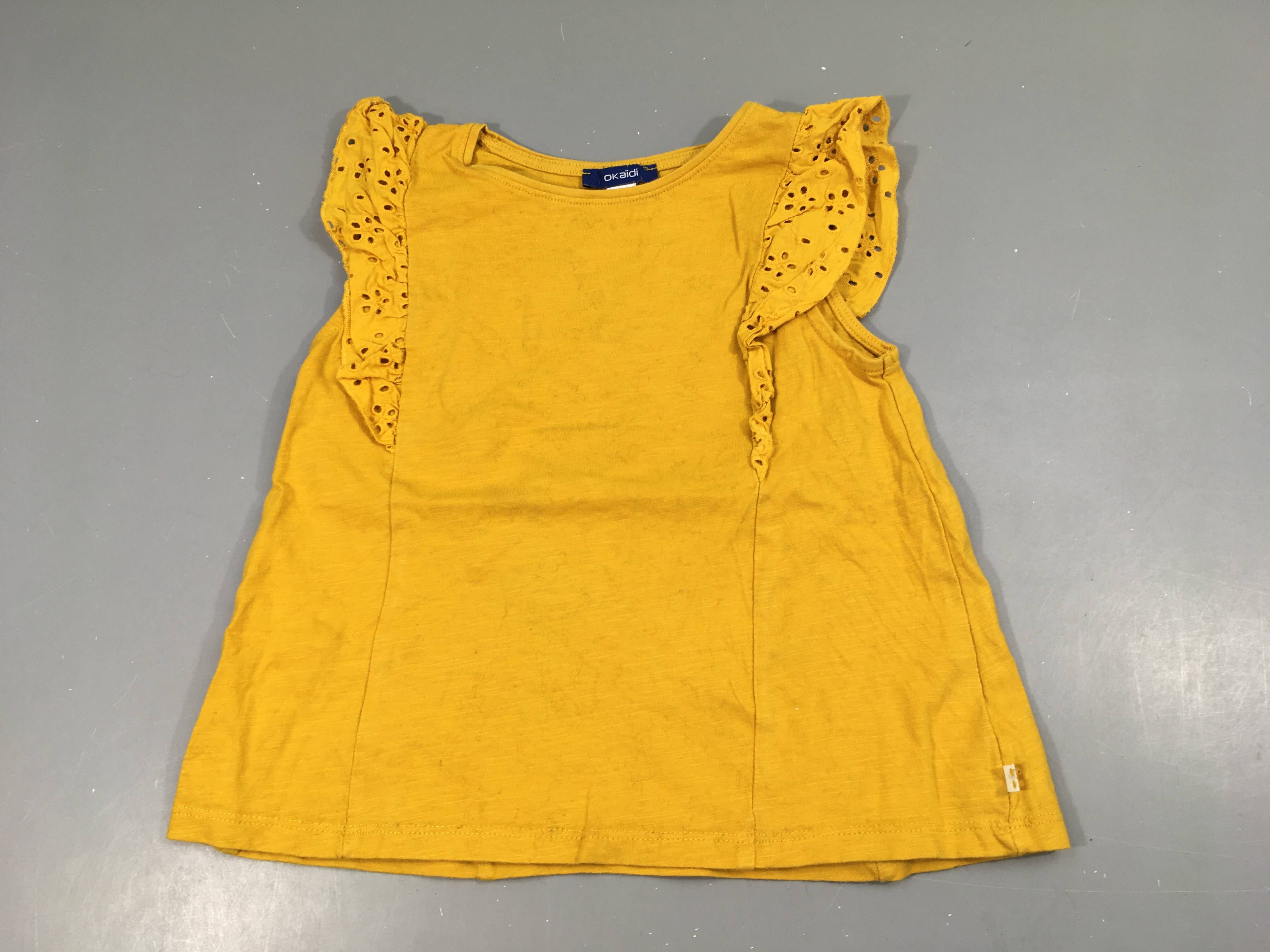 T-shirt m.l jaune moutade manches dentelle