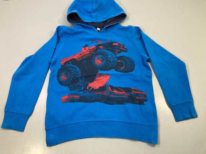 Sweat capuche bleu monster truck, moins cher chez Petit Kiwi