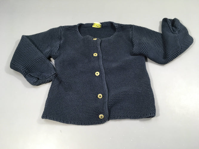 Gilet bleu marine , boutons pailletés jaunes, moins cher chez Petit Kiwi