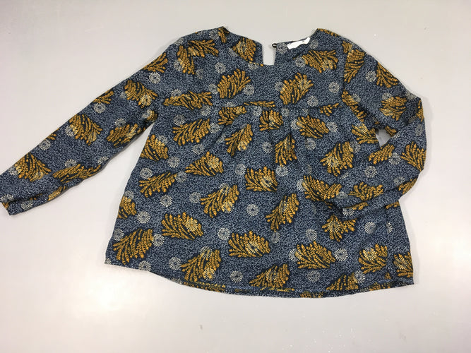 Blouse m.l bleu foncé feuillage ocre, moins cher chez Petit Kiwi