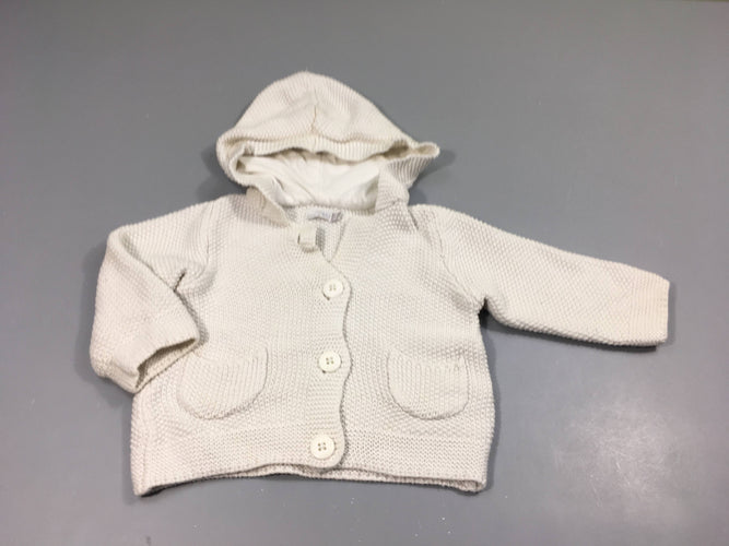 Gilet veste  à capuche écru, moins cher chez Petit Kiwi
