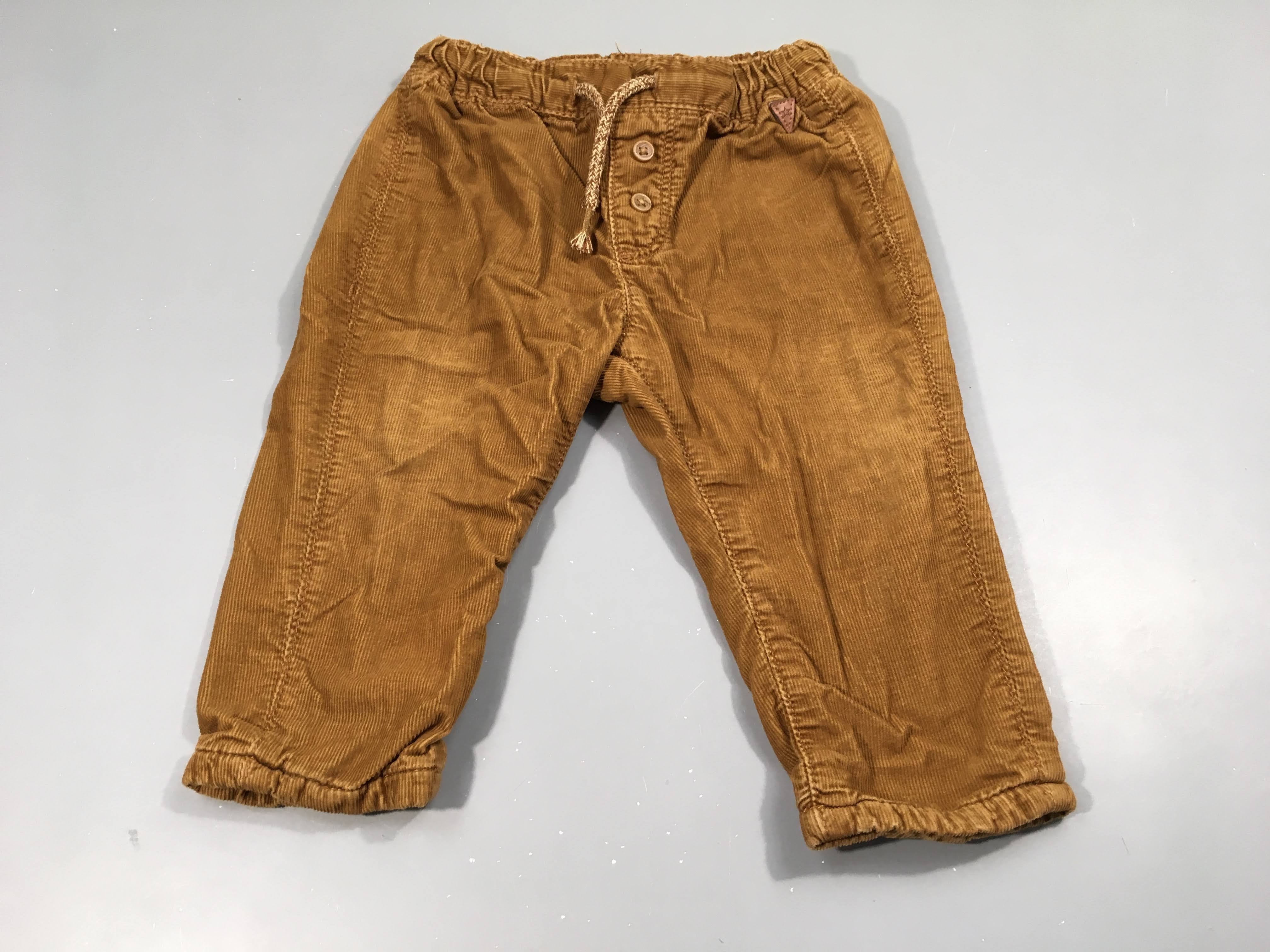 Pantalon velours côtelé marron doublé jersey