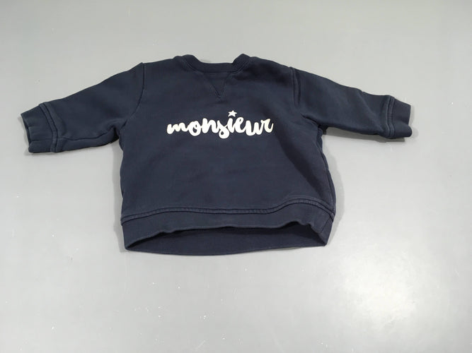 Sweat bleu marine " monsieur", moins cher chez Petit Kiwi