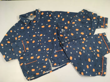 Pyjama 2 pcs flanelle bleu halloween,  légèrement bouloché