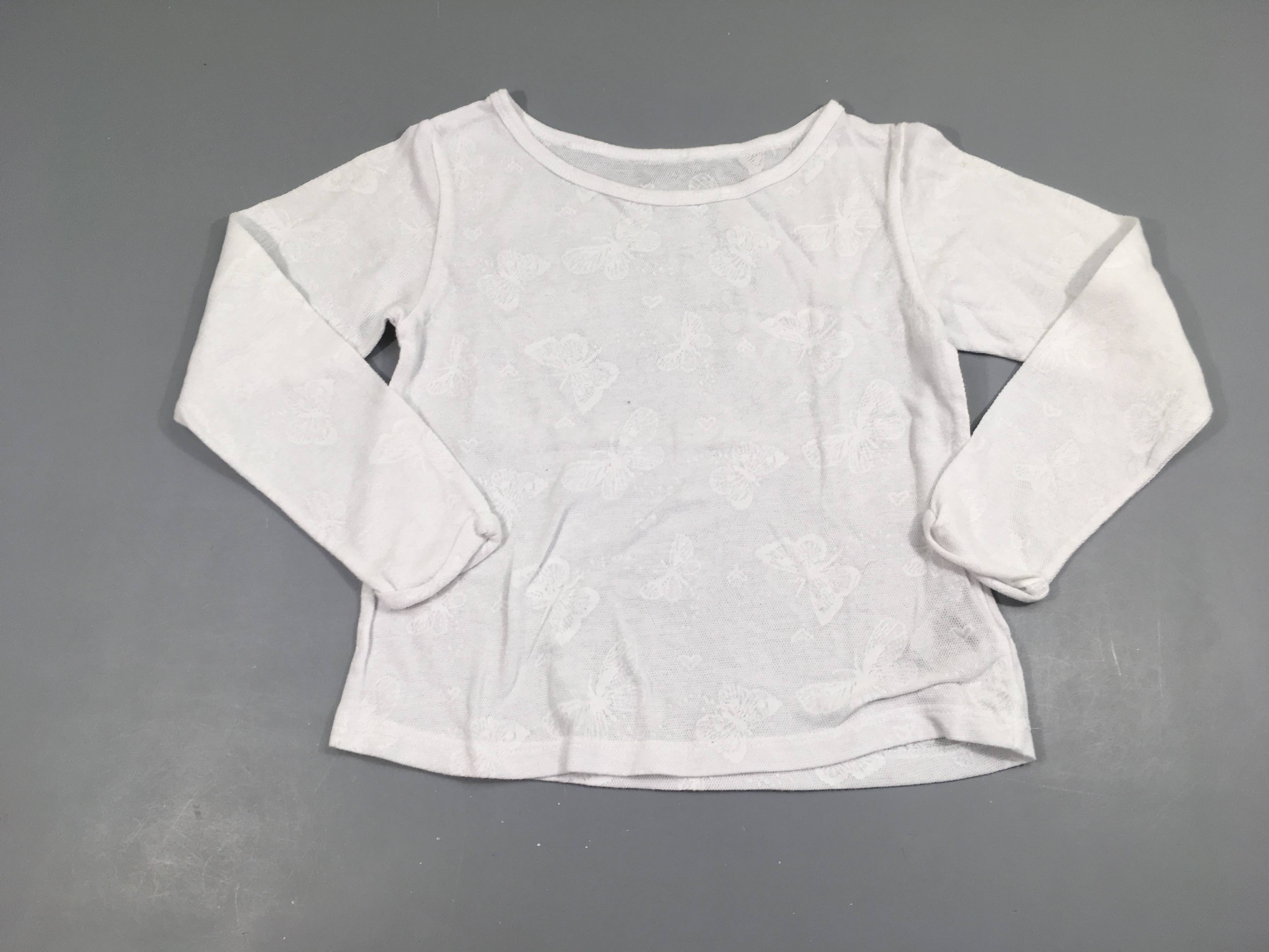 T-shirt m.l blanc ajouré papillons