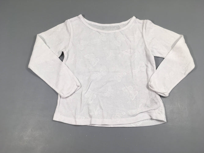 T-shirt m.l blanc ajouré papillons, moins cher chez Petit Kiwi
