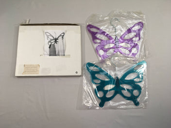 Lot de 2 cintres papillon bleu/mauve pour foulards/écharpes