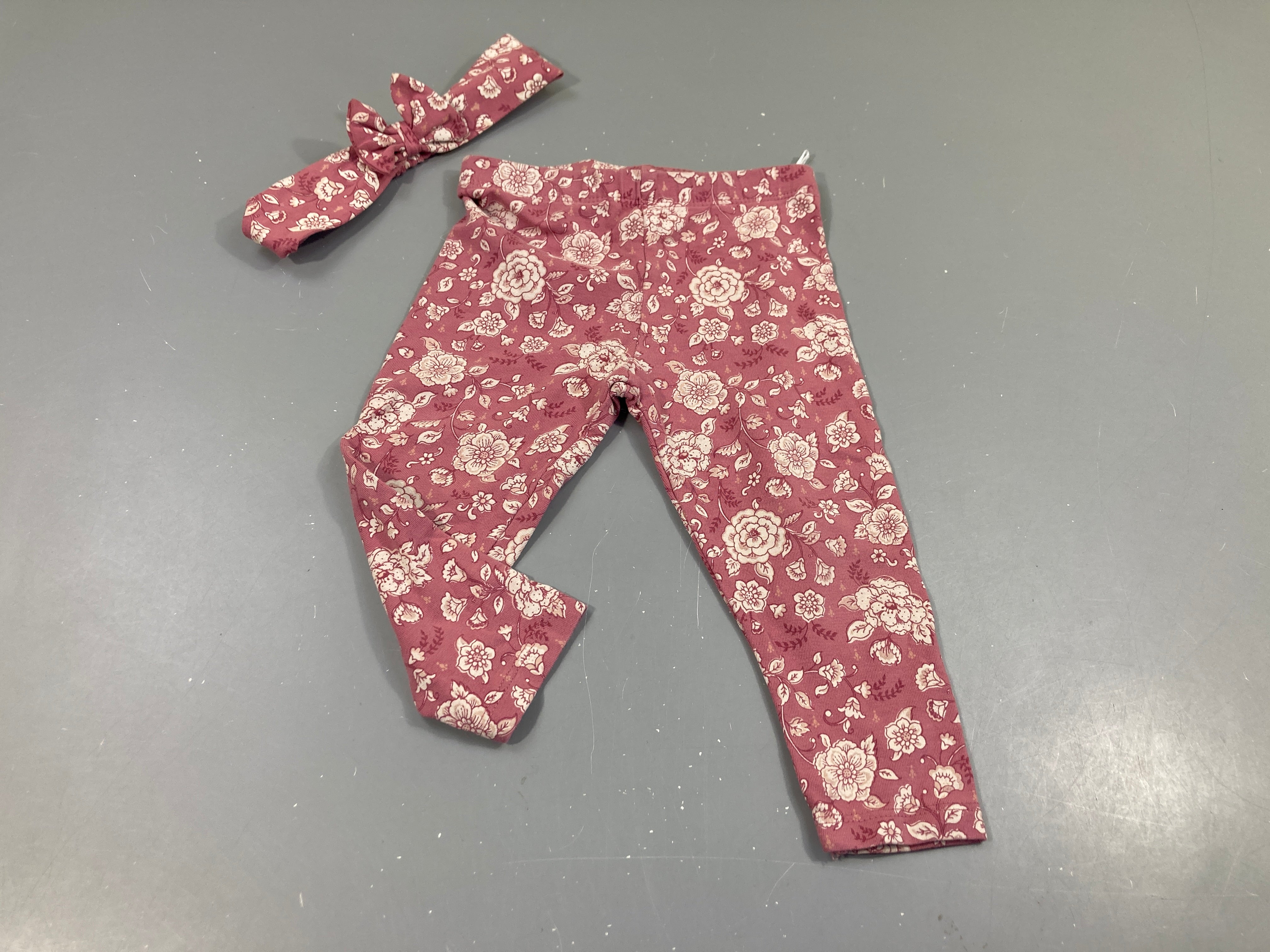 Legging rose fleurs + bandeau