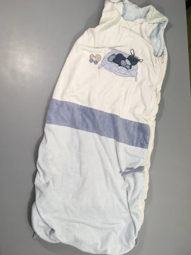 Sac de couchage s.m velours bleu clair et blanc ane Alex et Bibou, moins cher chez Petit Kiwi