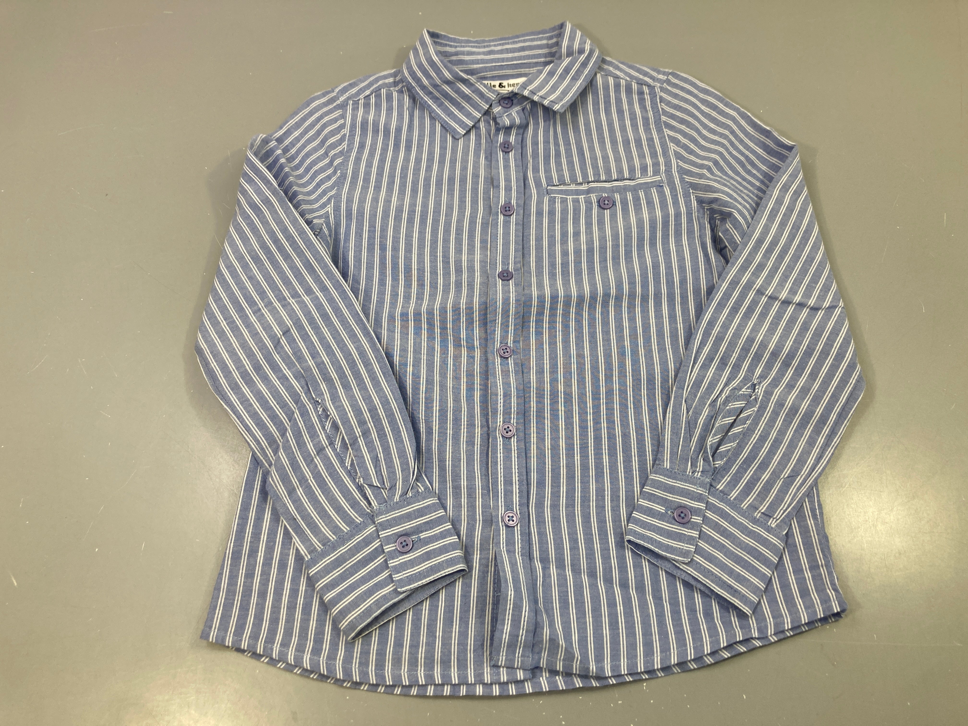 Chemise m.l bleu rayé blanc