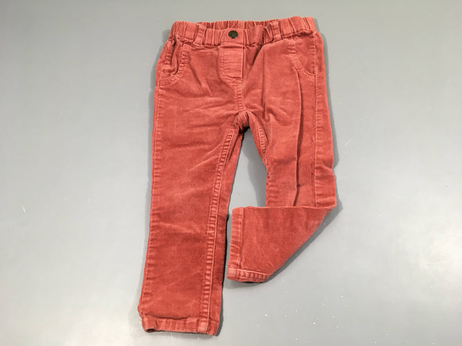 Pantalon velours côtelé rose, moins cher chez Petit Kiwi