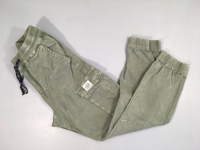 Pantalon cargo kaki taille et chevilles élastiques,  cordons effilochés, moins cher chez Petit Kiwi