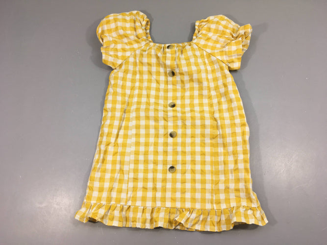 Robe m.c carreaux jaune/blanc boutons, moins cher chez Petit Kiwi