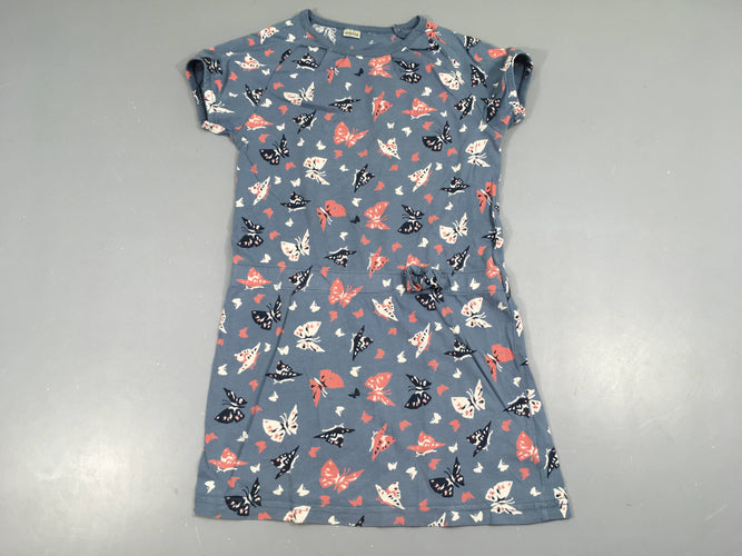 Robe jersey m.c bleu papillons, moins cher chez Petit Kiwi