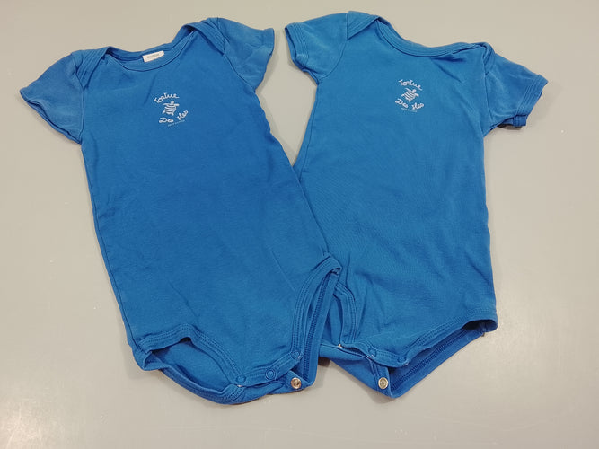 Lot de 2 bodies m.c bleu "tortue des îles", moins cher chez Petit Kiwi