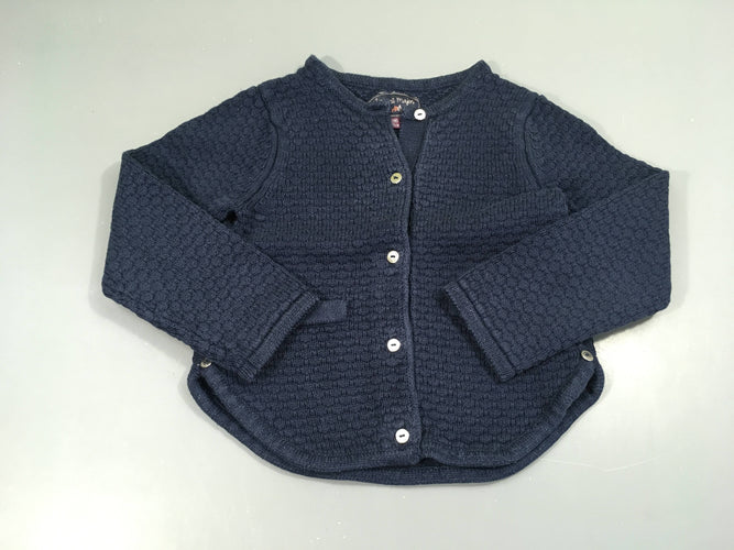 Pull bleu foncé texturé, moins cher chez Petit Kiwi