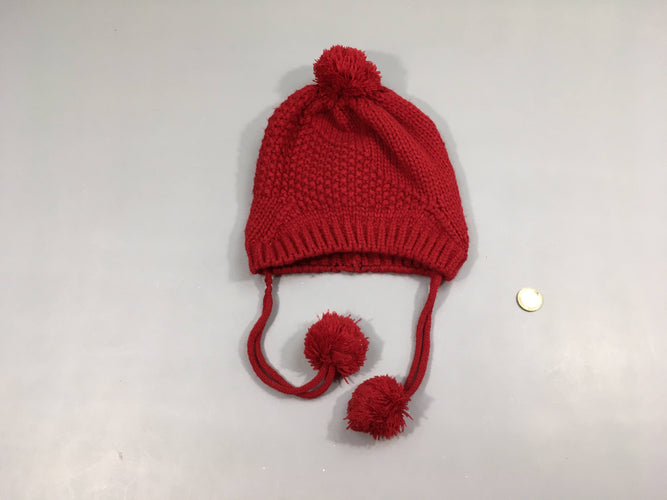 Bonnet rouge pompom, moins cher chez Petit Kiwi