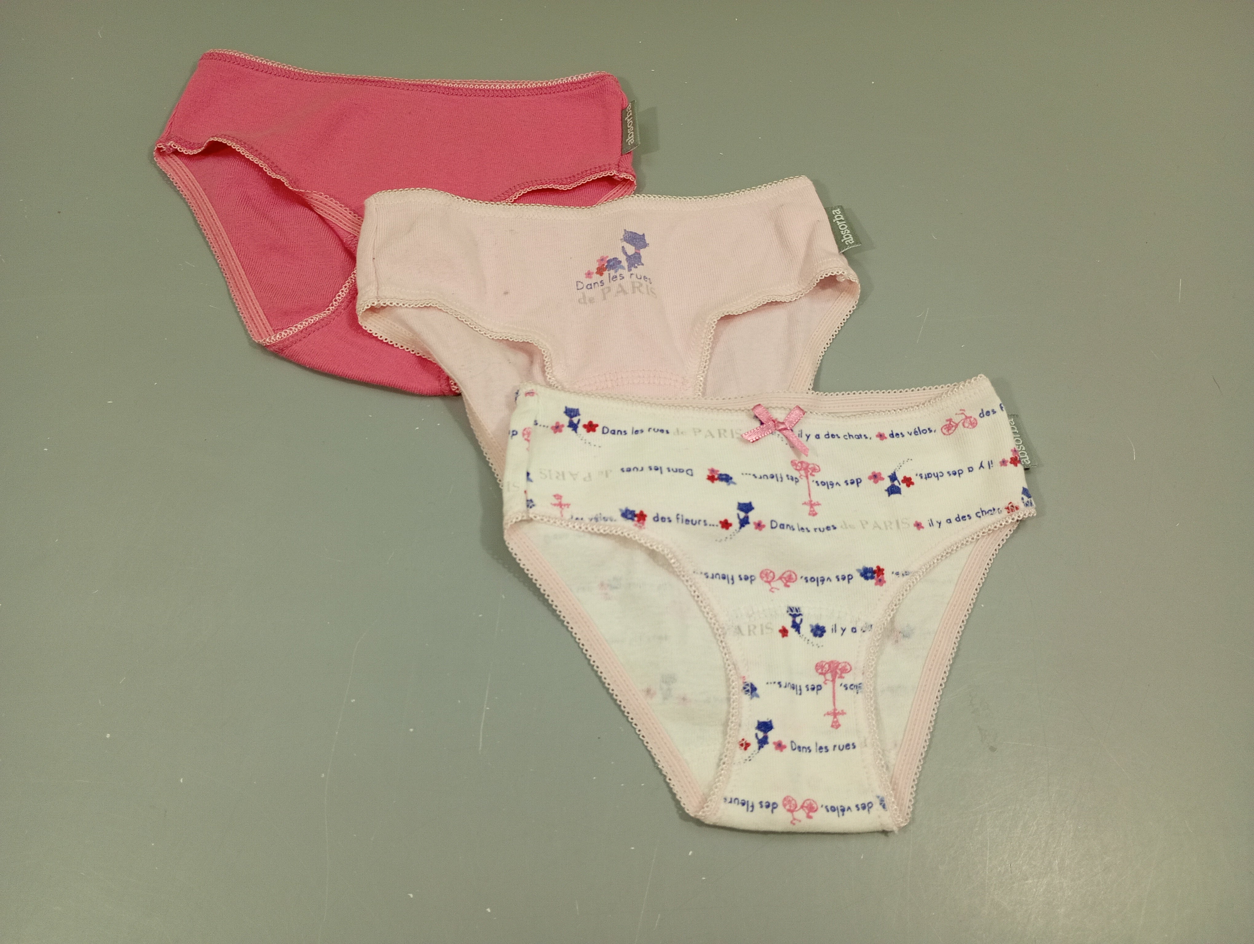 Lot de 3 culottes 1 blanc bords jaune fluo 