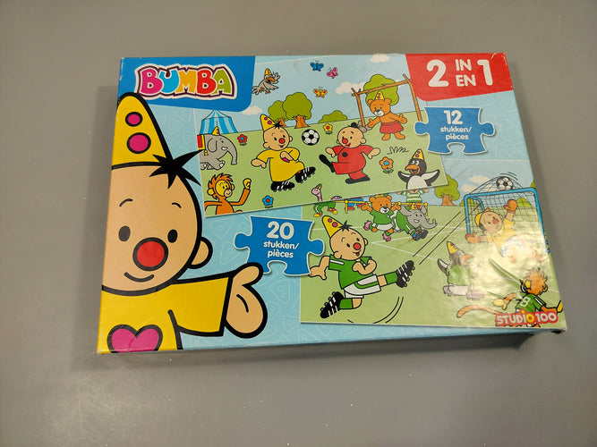 Puzzle Bumba 2 en 1  12pcs et 20pcs  1 pièce abîmée, recollée par un papier collant, moins cher chez Petit Kiwi