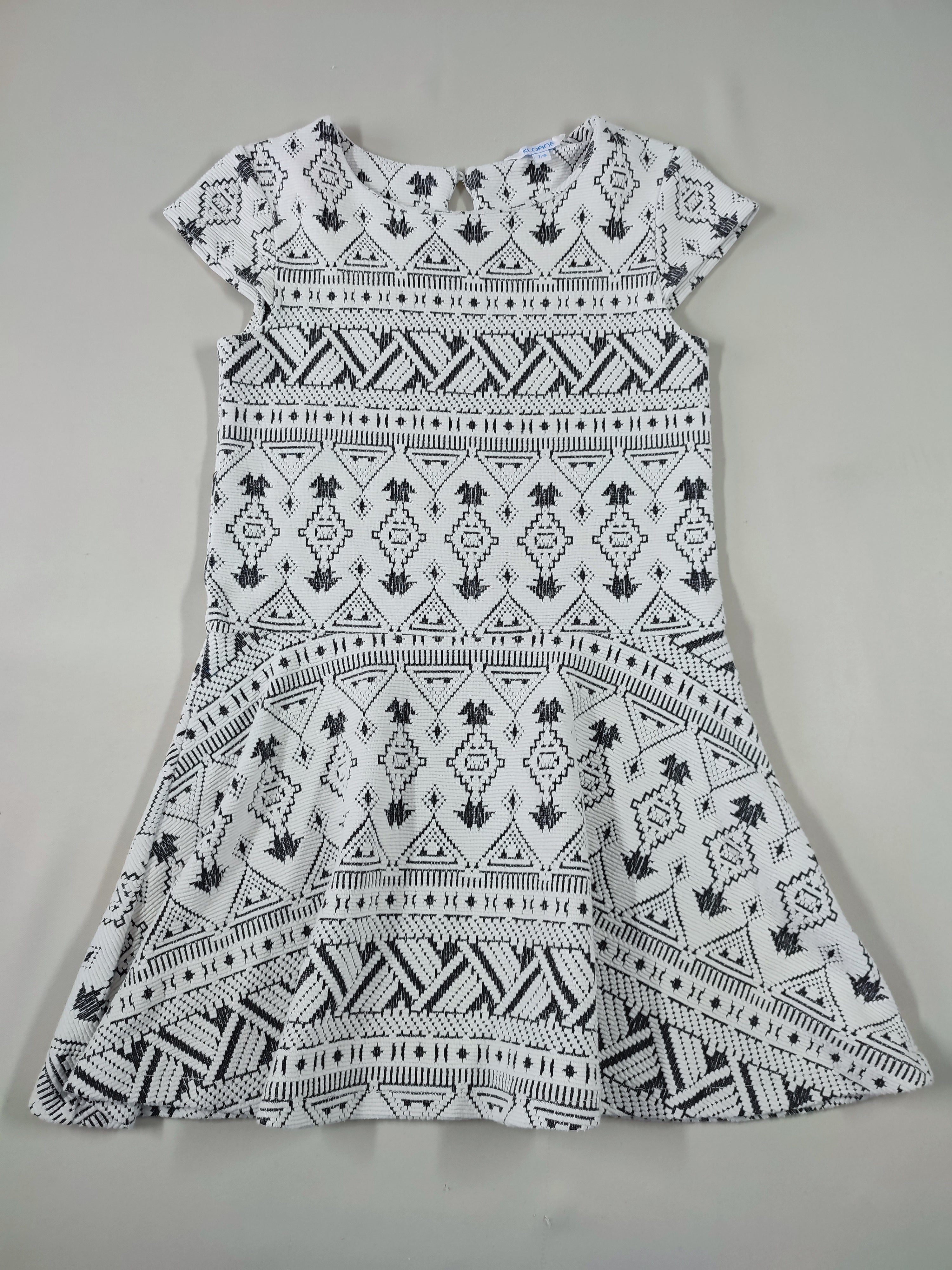 Robe m.c texturée blanche/grise à motifs géométriques, Kloane