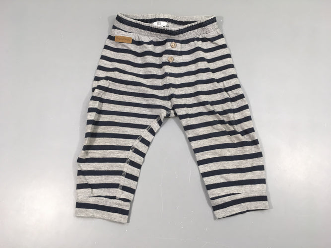 Pantalon jersey gris chiné rayé bleu marine, moins cher chez Petit Kiwi