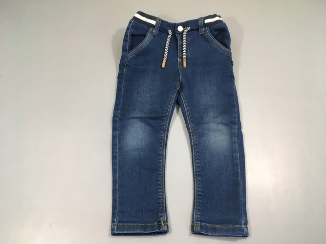 Pantalon denim taille élastique cordons, moins cher chez Petit Kiwi