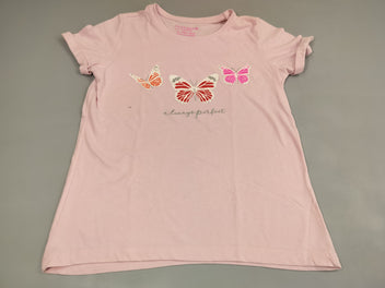 T-shirt m.c rose clair flammé , 3 papillons
