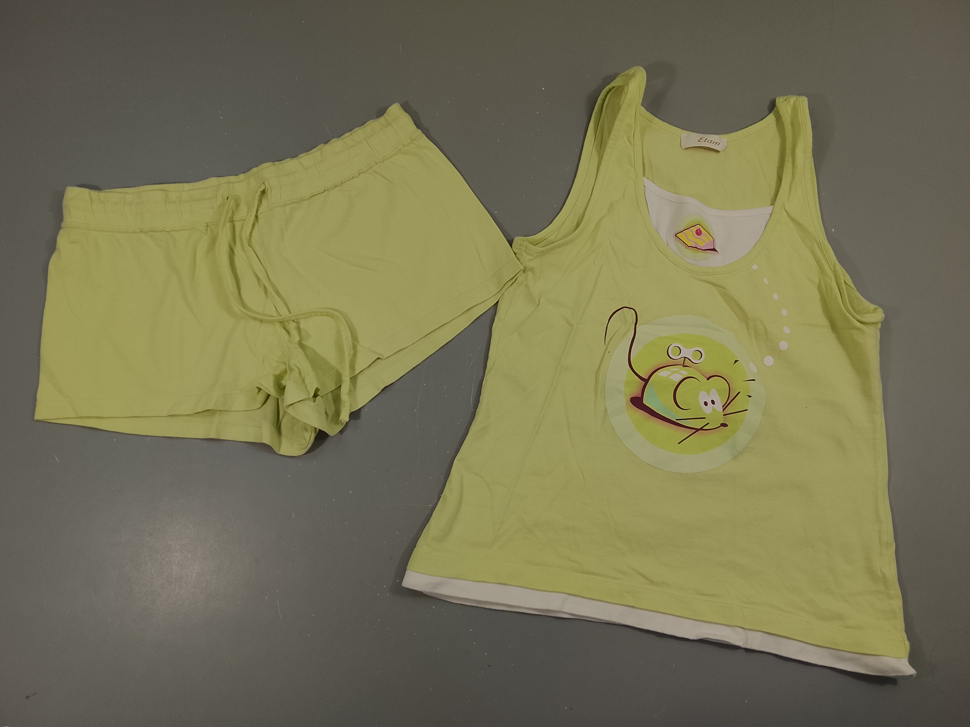 Pyjama 2pcs jersey Etam vert clair, souris mécanique, Pas de taille indiquée, estimée 14a