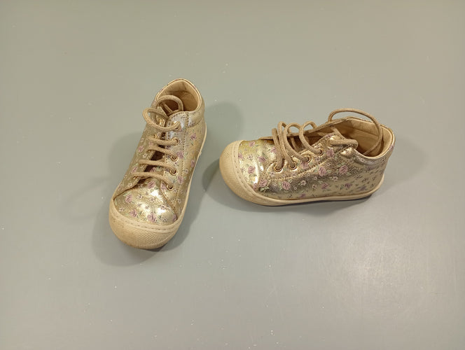 Chaussures dorées à fleurs roses "Naturino" -24, moins cher chez Petit Kiwi