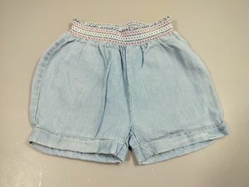 Short denim clair à revers  taille élastique